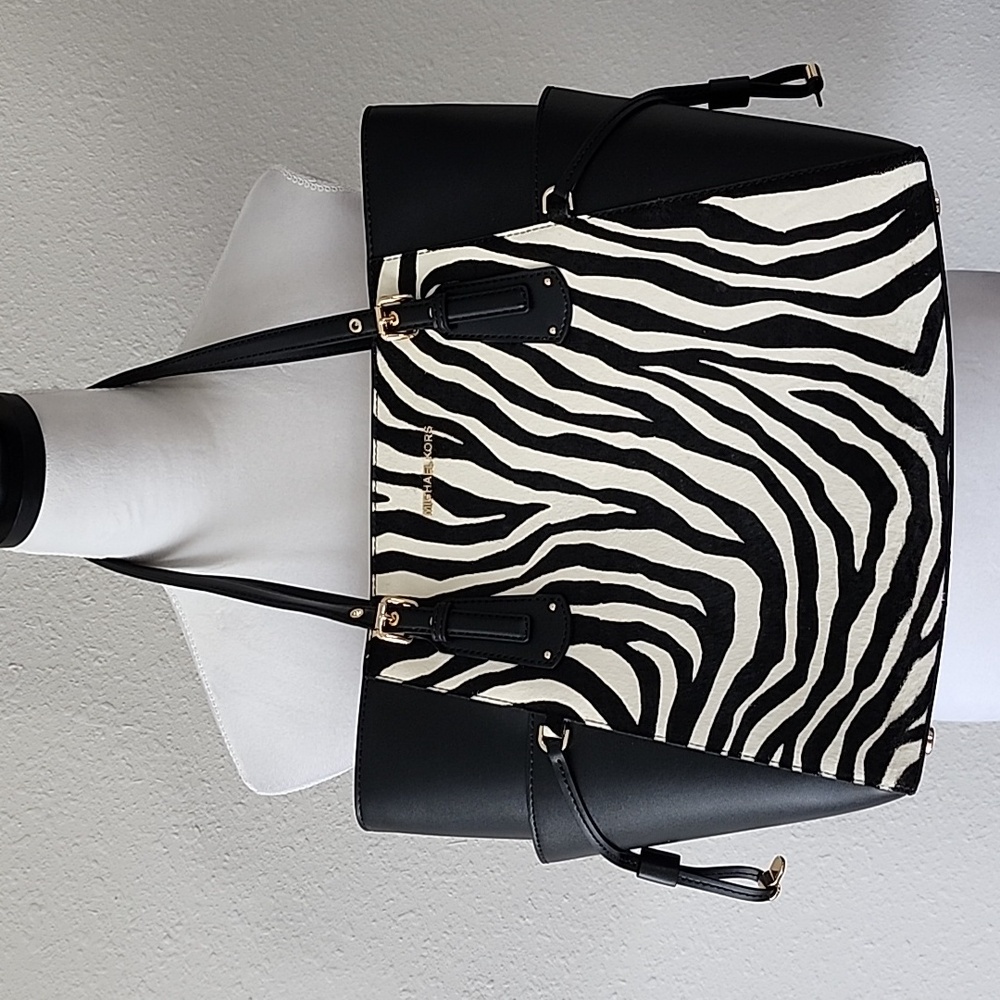 Michael Kors Voyager Zebra Printed Calf Hair Tote Bag